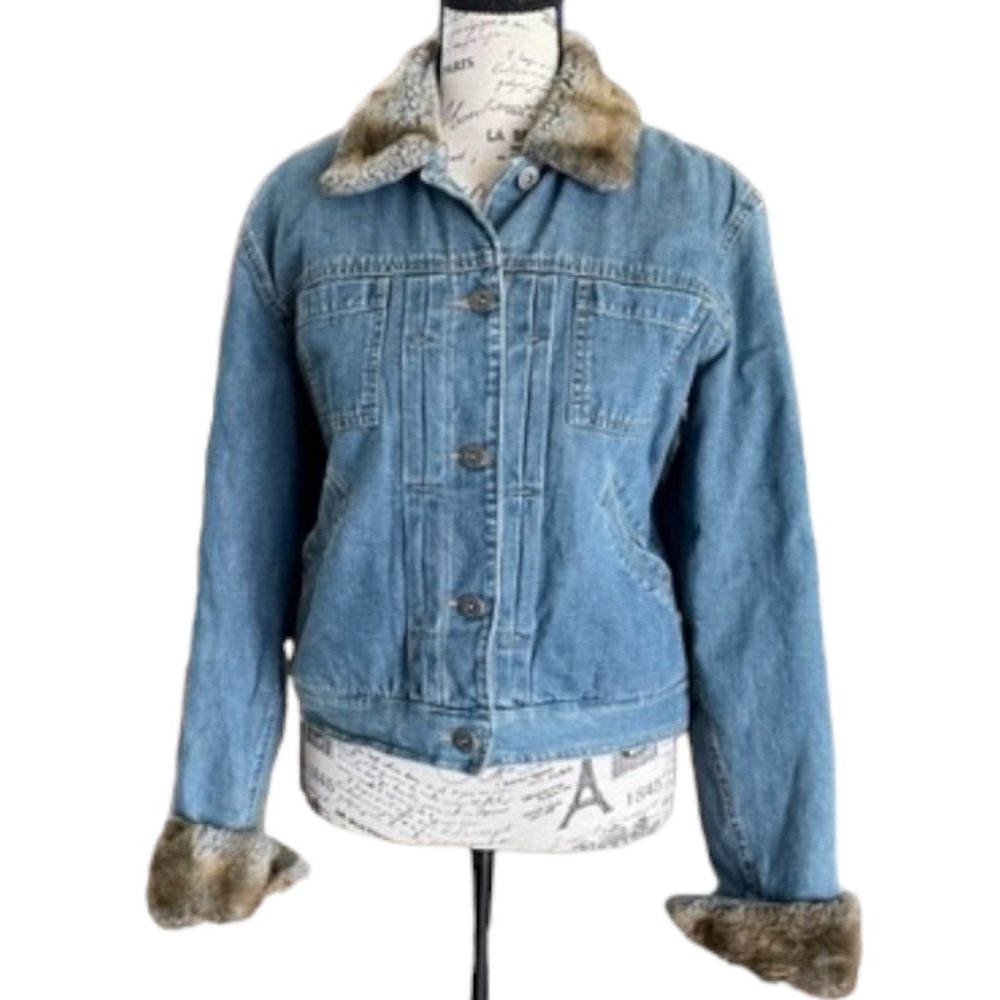Liz Claiborne Denim Jacket with Faux Fur